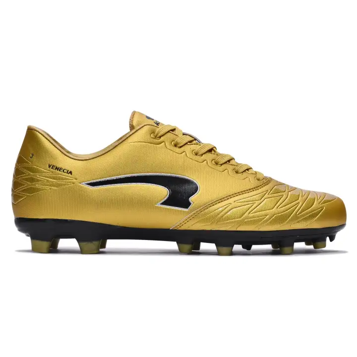 gold and black football boots