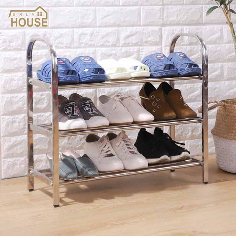 Stainless steel shoe rack household door assembly multi-layer simple space-saving shoe storage rack dormitory shoe rack