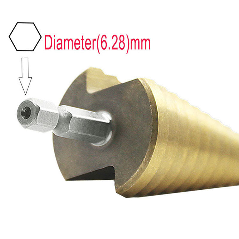 [Ready Stock] KIPRUN 4-32mm HSS Titanium Coated Step Universal Drill Bit Set, 4-32mm HSS Titanium Coated Step Drill Bit Drilling Power Tools for Metal High Speed Steel Wood Hole Cutter Cone Drill