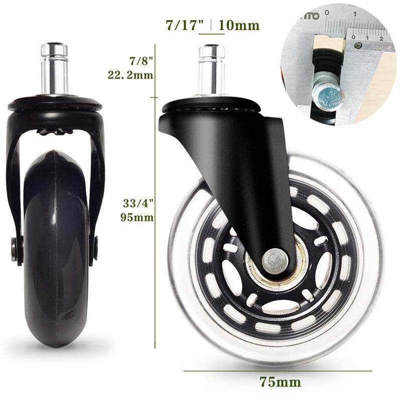 (Set of 5)Premium Office Chair Caster Wheel Universal Standard Size 11x22mm Silent Castor Wheels for IKEA 10x22mm Replacement Floor Protecting Smooth Rolling Heavy Duty Load Desk Wheels