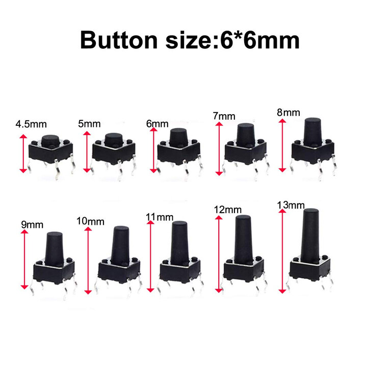 Nút Nhấn 4 Chân (Công Tắc 4 Chân) 6x6mm Các Loại