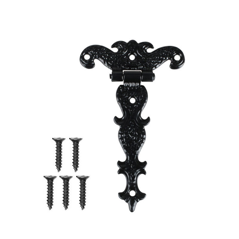 2sql 1PC Bronze Tee Hinge Retro Hardware Door Strap Hinge Cabinet T Hinge Black
