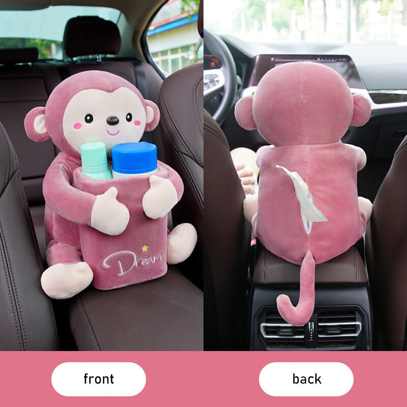 Car tissue box, trash can, two-in-one creativity, cute car drawer box, car interior decoration supplies
