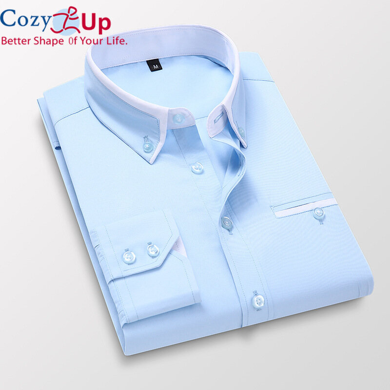 Cozy Up Men Shirt Long Sleeve Slim Fit No-Iron Shirt Spring Luxury Business Social Dress Casual