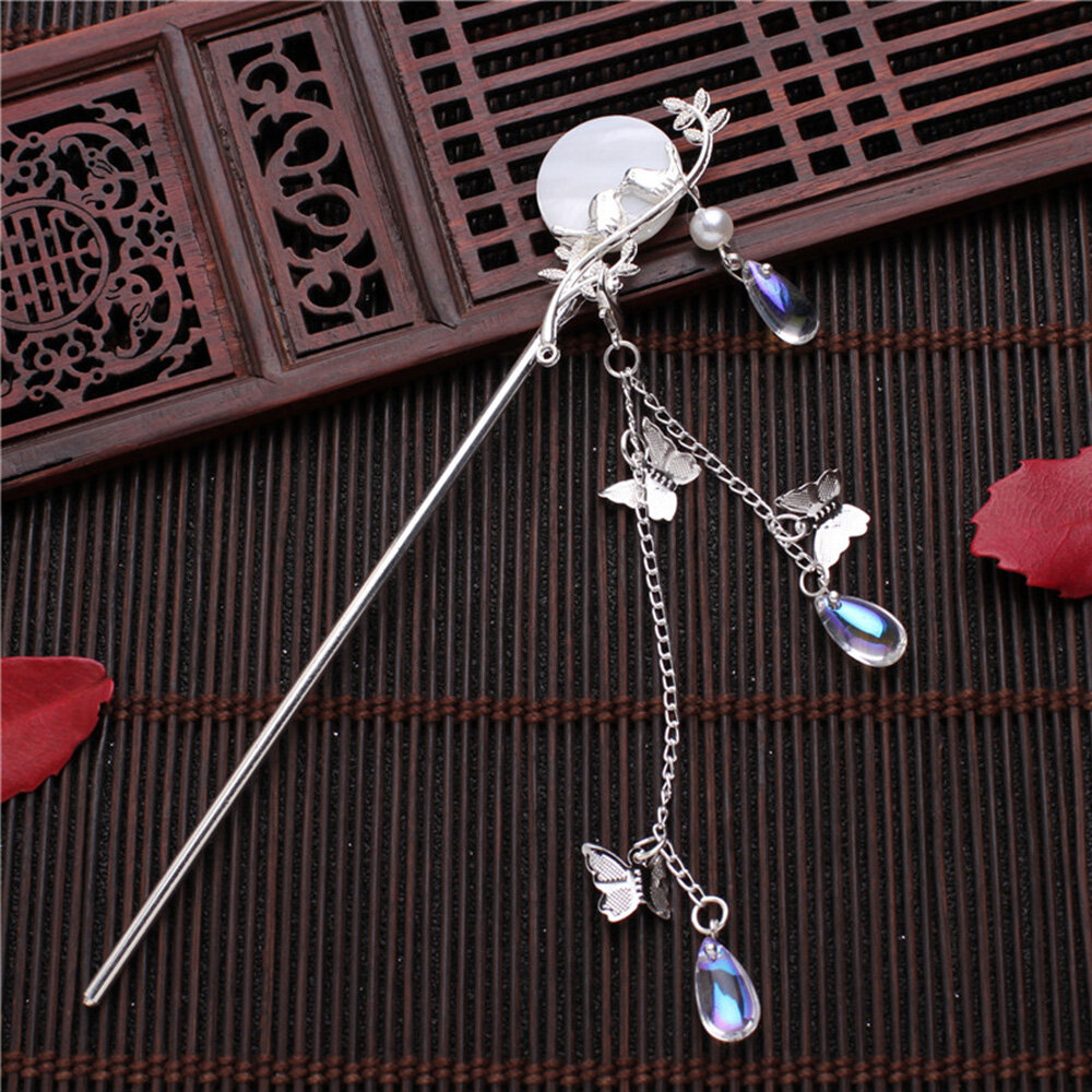 Ornaments Butterfly Tassel Classic Chinese Fashion Plate Hair Fork Tassel Hairpin Pearl Hair Sticks Hair Accessories