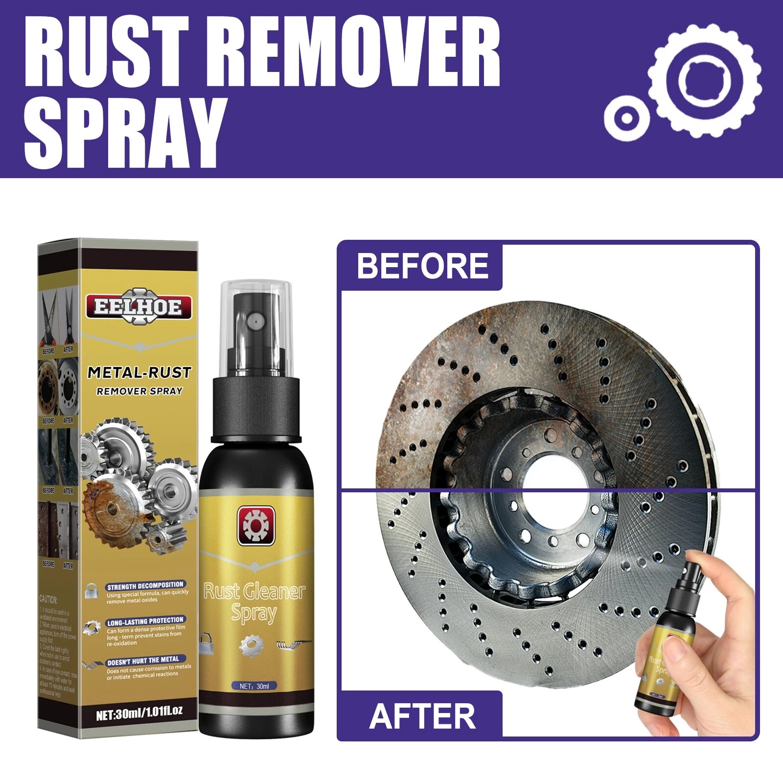 【88HomeStore】30ml Home Rust Remover Multi-Purpose Rust Inhibitor Auto Window Rust Remover Derusting Spray Metal Polish Rust Converter