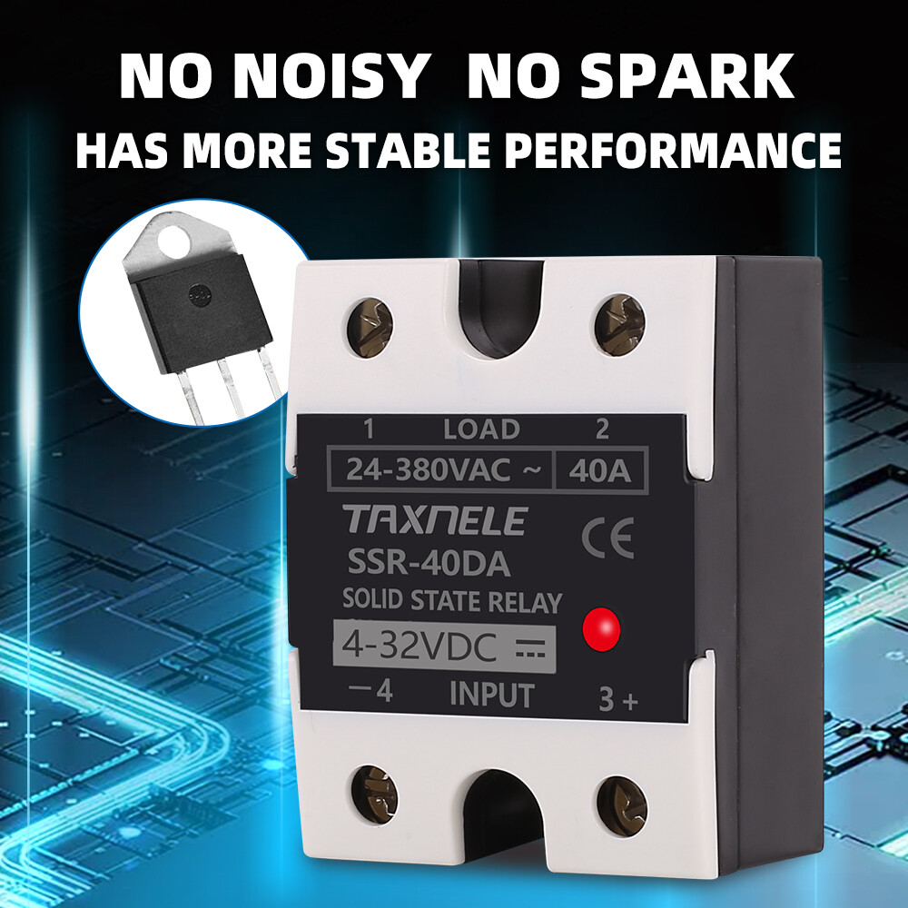 Rơ Le Trạng Thái Rắn SSR 40DA SSR 25DA 10DA Rơ Le Trạng Thái Rắn Đầu Vào DC Đến AC 4-32VDC 24-480VAC Công Nghiệp SSR Đơn Màu Đen