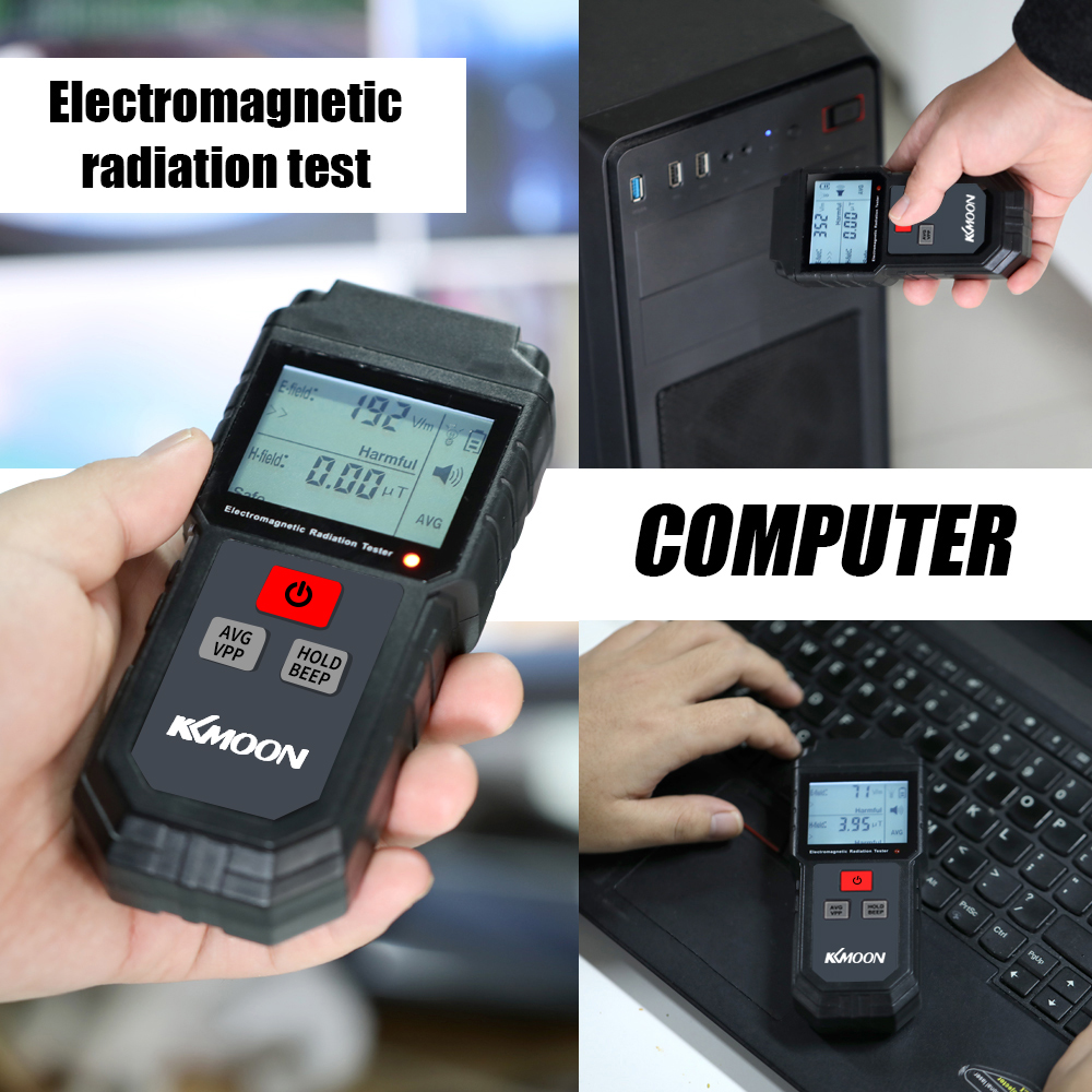 Máy Kiểm Tra Bức Xạ Điện Từ KKmoon, Thiết Bị Cầm Tay Kỹ Thuật Số, Có Màn Hình LCD, Máy Dò Liều Kế Trường Điện, Có Âm Thanh Và Ánh Sáng