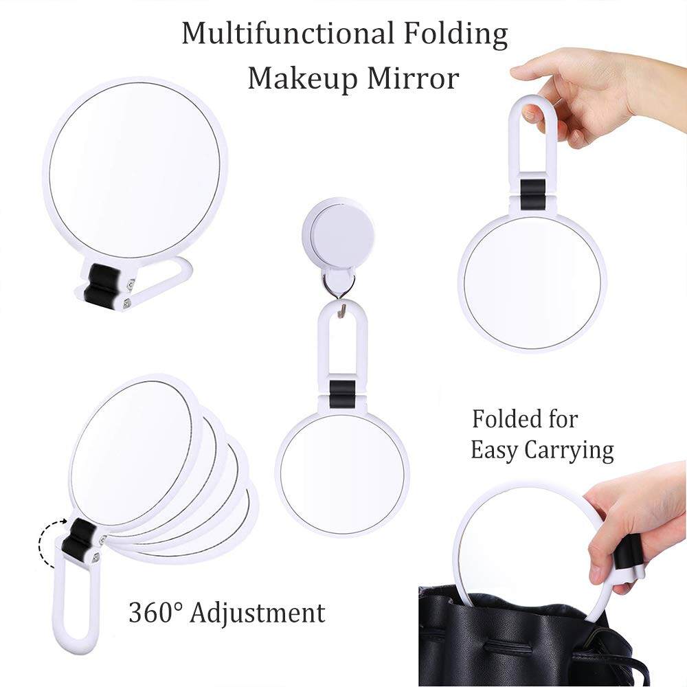 2/5/10x Magnifying Gương Gương Cầm Tay Du Lịch Gấp Cầm Tay Gương Hai Mặt Bệ Trang Điểm Gương Với 1/10x Độ Phóng Đại