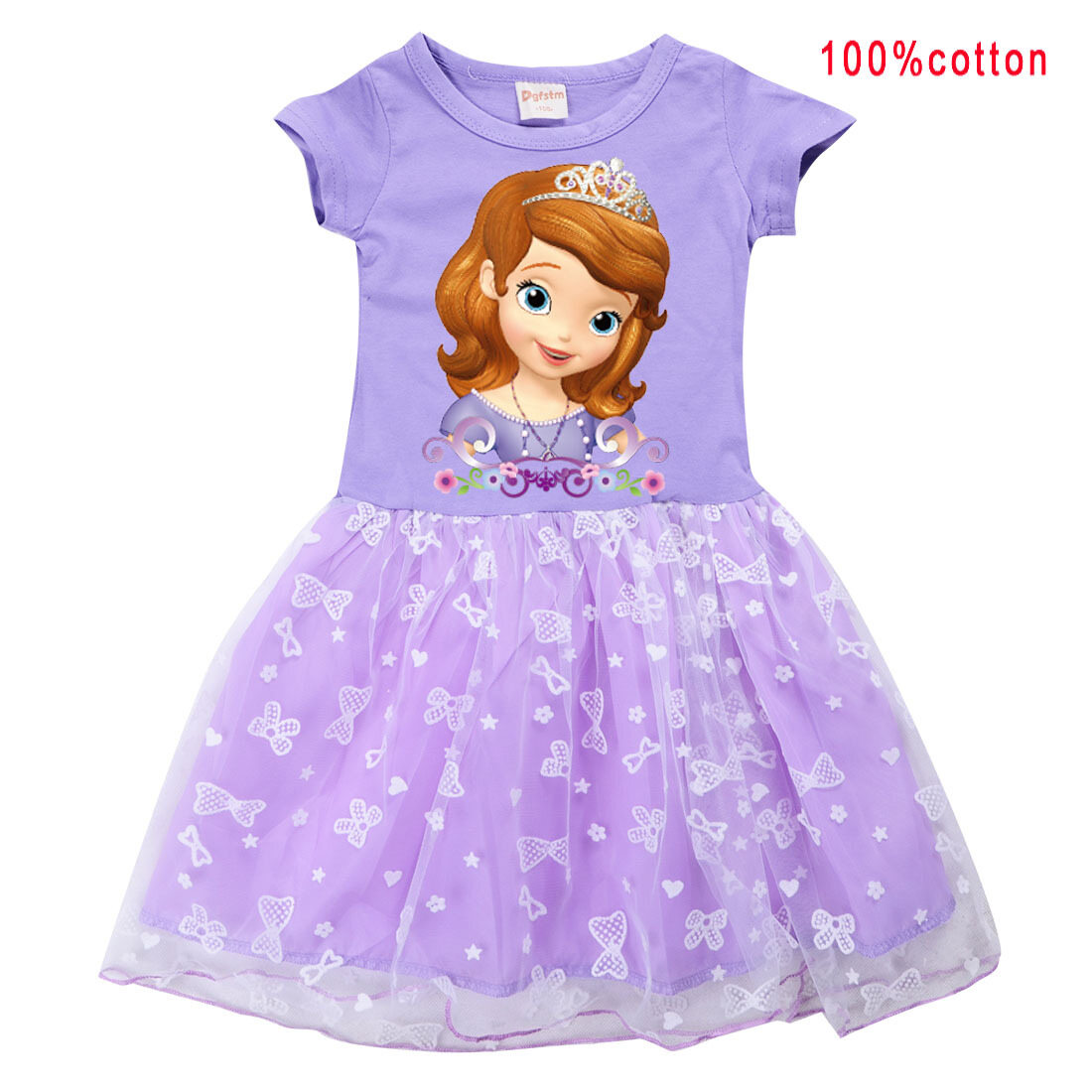 Sofia the First Girls Short Sleeve Tulle Tutu Dress Cotton 2020 New Princess Dress 11034 Kids Clothing Summer Casual Party Birthday Dress