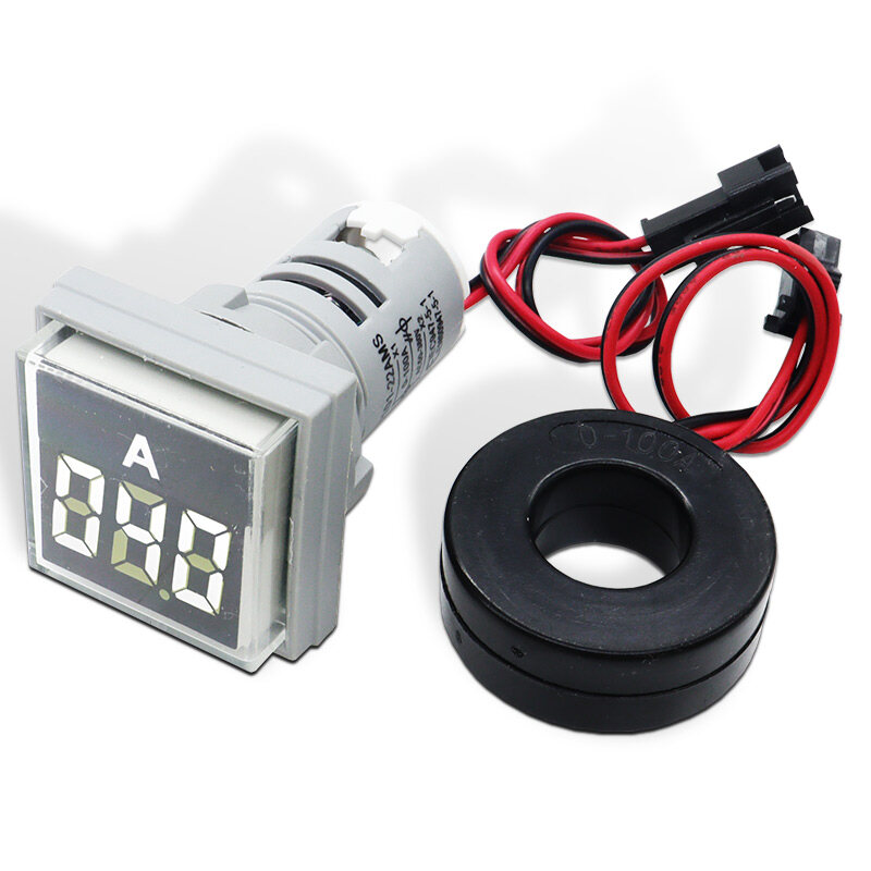 22mm mini indicator led light lamp digital ammeter ampere 0~100a amp meter ac101-22am