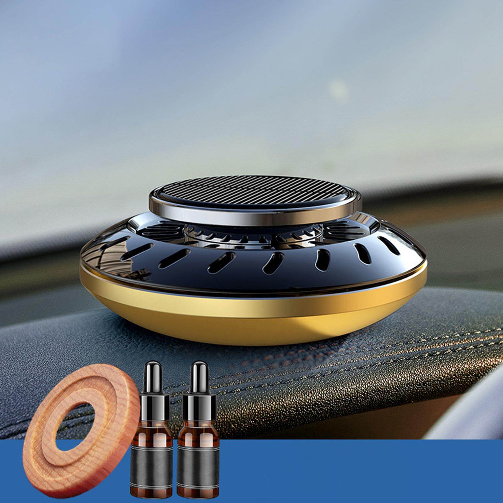 Baoblaze Auto Air Freshener, Solar Powered, Automatic Rotating Essential Oil Diffusers