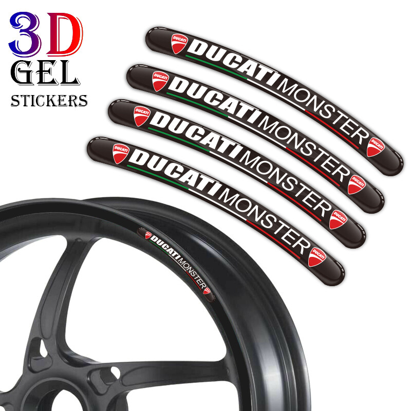 8PCS / Lot 3D Gel Motorcycle Wheel Rim Strip Decal Car Sticker for DUCATI MONSTER Stickers