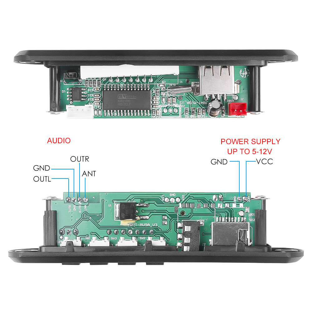 Aitemay Bảng Giải Mã DC 5V 12V Mô-đun Giải Mã AUX MP3 TF FM 3.5MM Có Điều Khiển Từ Xa (Không Có Bluetooth)
