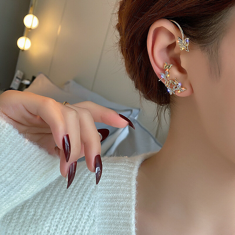 Maidu Jewelry No Pierced Ear Hooks Earring Women Light Luxury Butterfly Ears Bone Clip Female