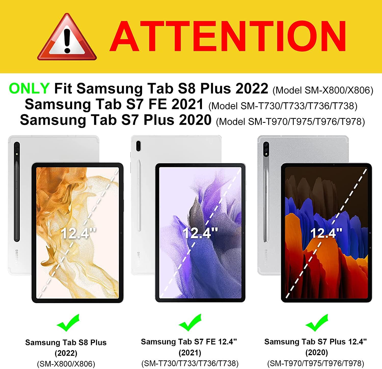 Touchpad Keyboard Case for Galaxy Tab S9 Plus 12.4 inch 2023, Smart Detachable Wireless Touchpad Keyboard Case for Samsung Tab S9 FE Plus 2023, Tab S8 Plus 2022, Tab S7 FE 2021, Tab S7 Plus 2020
