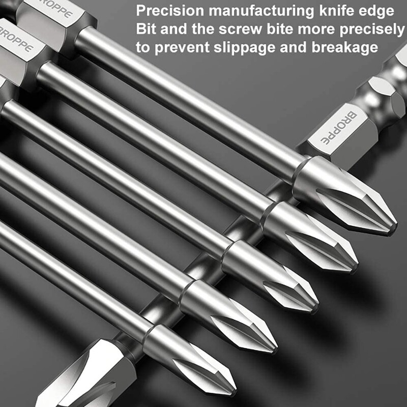 Broppe 8 Pcs Impact Phillips Screwdriver Bit Set High Torque Cross Screwdriver Bit S2 with Magnetic Screwdriver Bits
