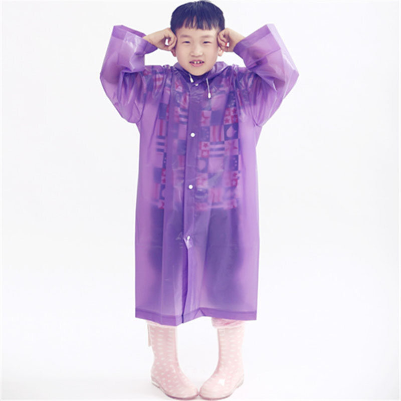 Kids Girls Boys Rain Coat With Button Reusable EVA Rain Wear Dot Solid Color Transparent Rain Gear  Motorcycle Cycle Scooter Disposable  Waterproof Poncho raincoat for kids