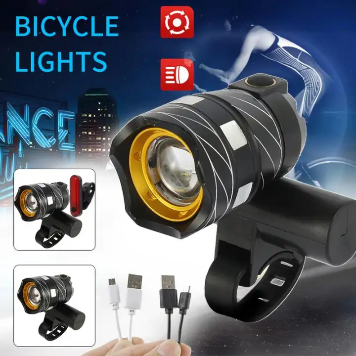 LED MTB Rear & Front Set 15000LM Bicycle Lights Bike Headlight USB Rechargeable