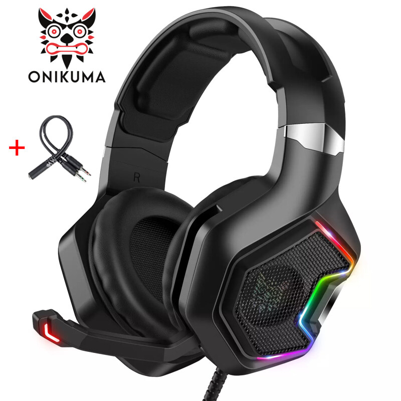 ONIKUMA K10 pro Gaming Headset with Mic and Noise Cancellation Headphone Gaming with Led Light for Mobile Phone Laptop PS4 PC XBOX Singapore