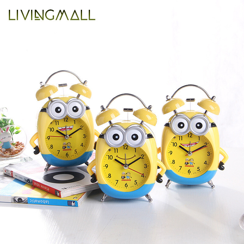 Livingmall 3 Inch Minions Đồng Hồ Báo Thức Thời Trang Sáng Tạo Dễ Thương Phim Hoạt Hình Đồng Hồ Báo Thức Cho Sinh Viên