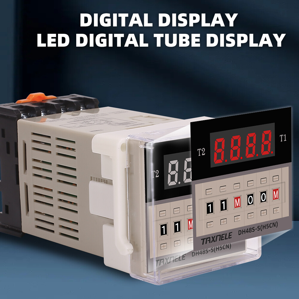 DH48S-S Rơ Le Thời Gian Trễ Kỹ Thuật Số Rơ Le Đôi Có Thể Lập Trình Rơ Le Thời Gian Lặp Lại Chu Kỳ, DC 12V 24V AC 110V 220V
