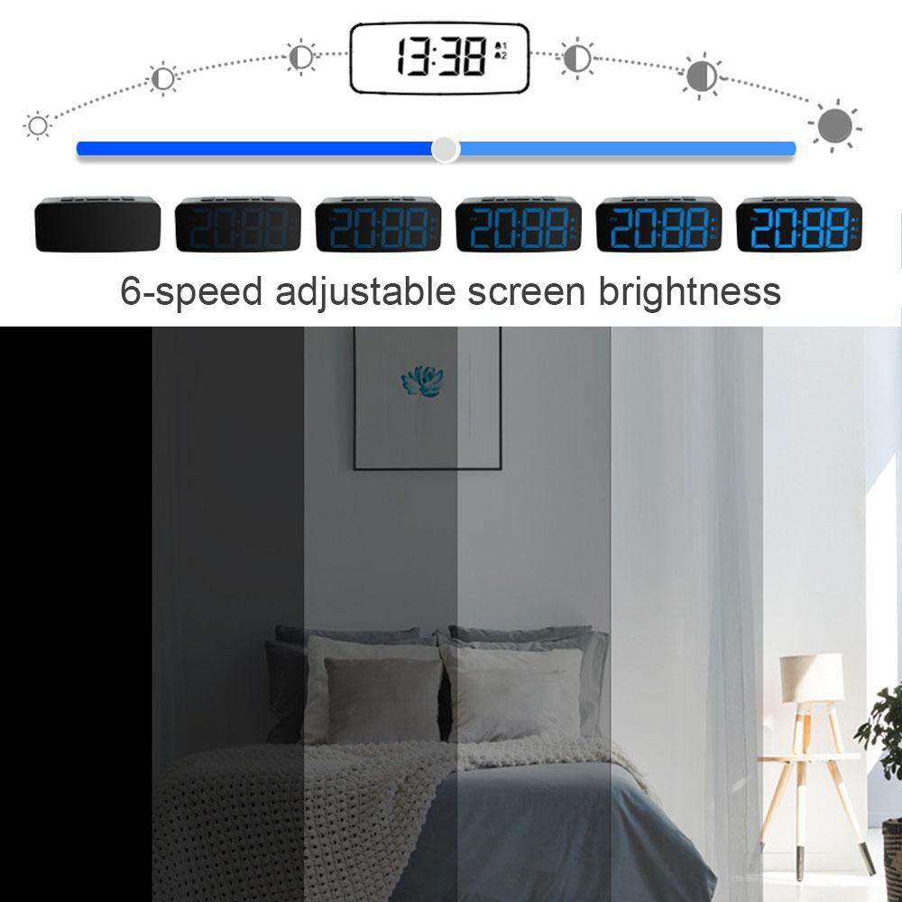 BuyBowie Digital Radio Alarm Clock,Adjustable Display Brightness and Volume,Home Desktop Large Screen Clock