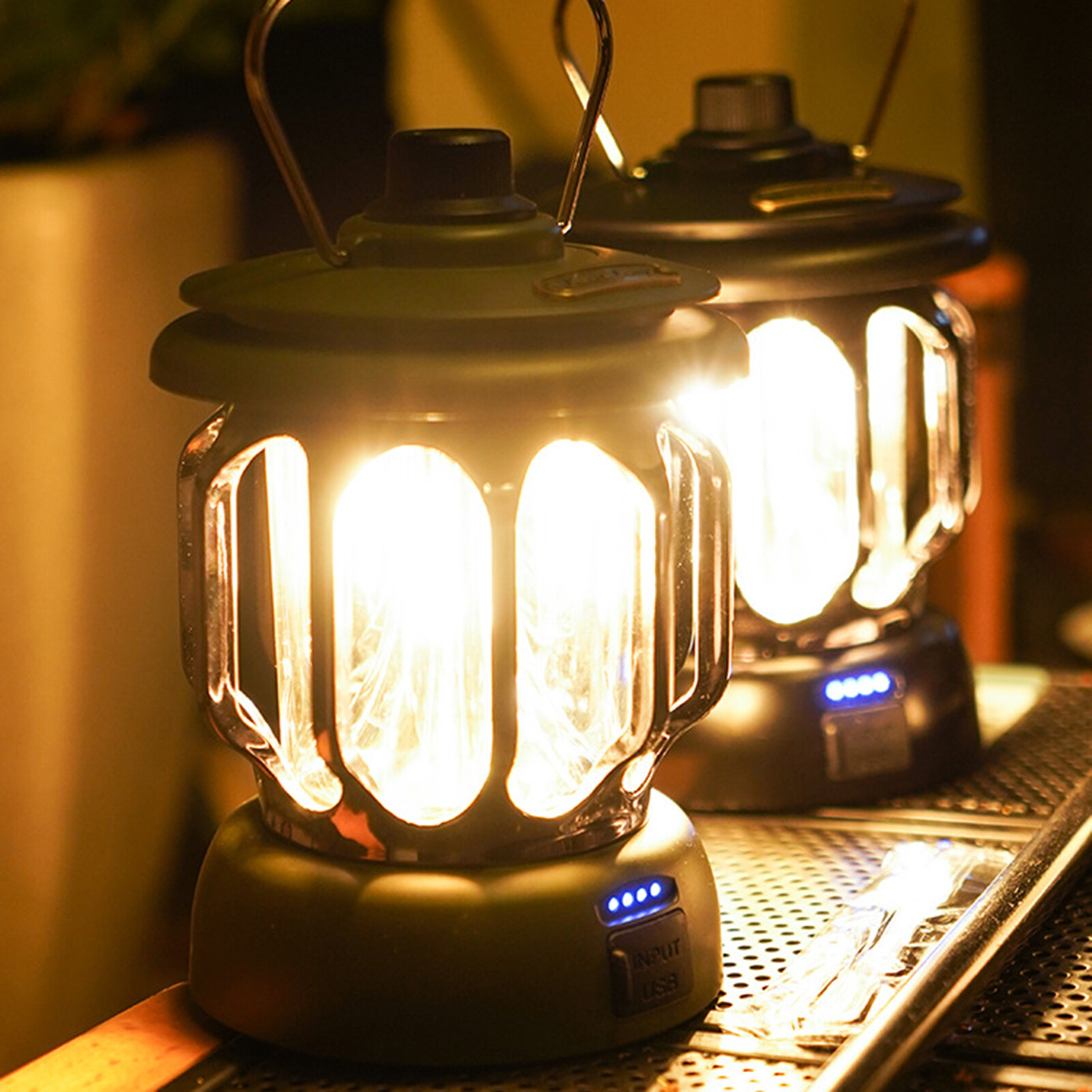 Ghxdryuru Camping Light Retro Rechargeable with Handle Waterproof Multifunctional Dual Light Source USB Charging High Brightness LED Emergency Lantern Lamp for Outdoor Outdoor Light Retro