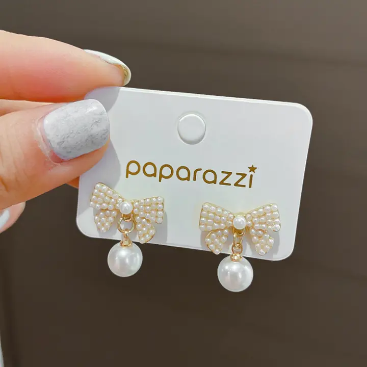 Gift Rhinestone Women Jewelry Earrings Pearl Bowknot Crystal  Ear Studs