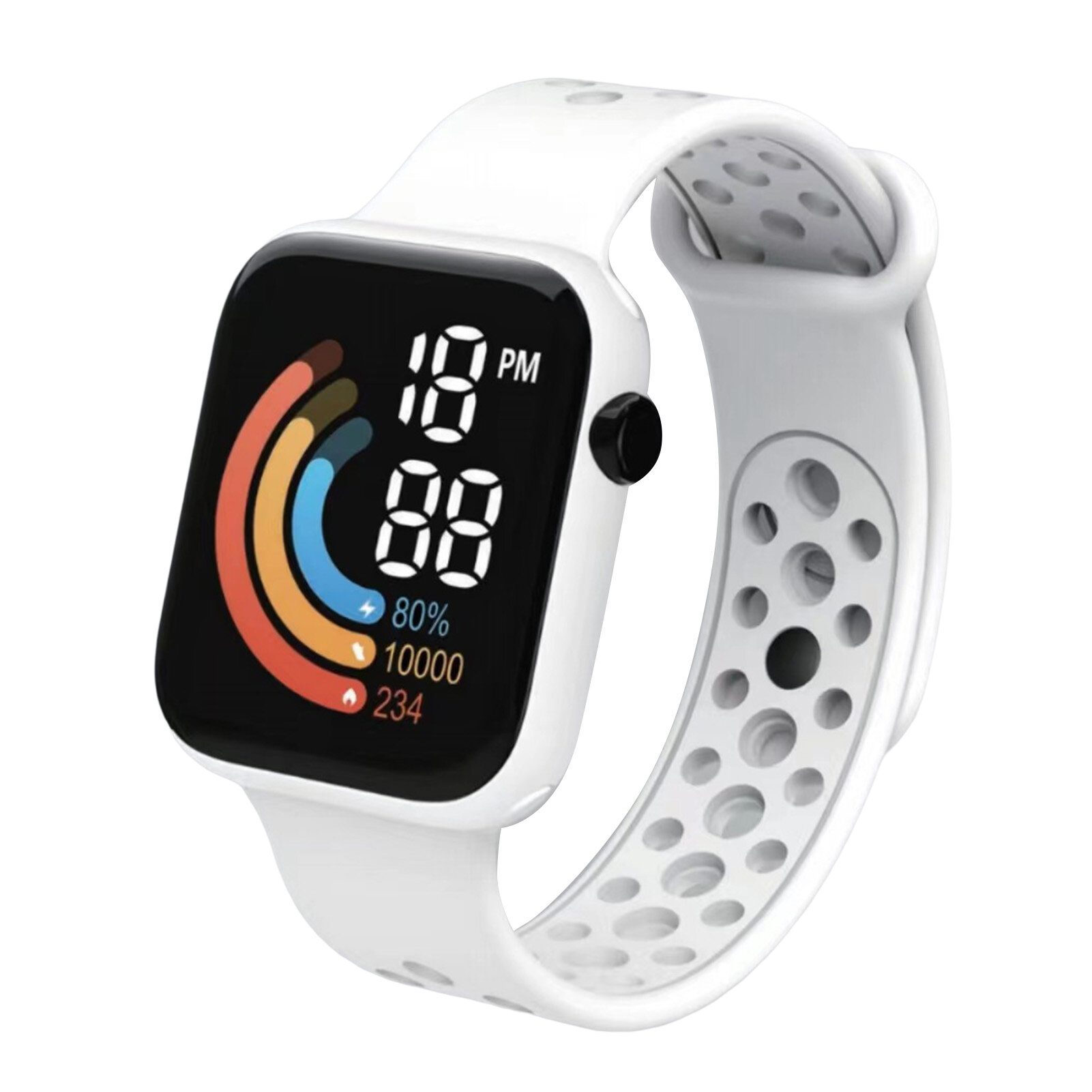 C1-6 Electronic Watch LED Display Waterproof Long Battery Life Casual Multifunctional Precise Time Large Digits Square Dial Sports Watch for Kids Digital Watch Waterproof