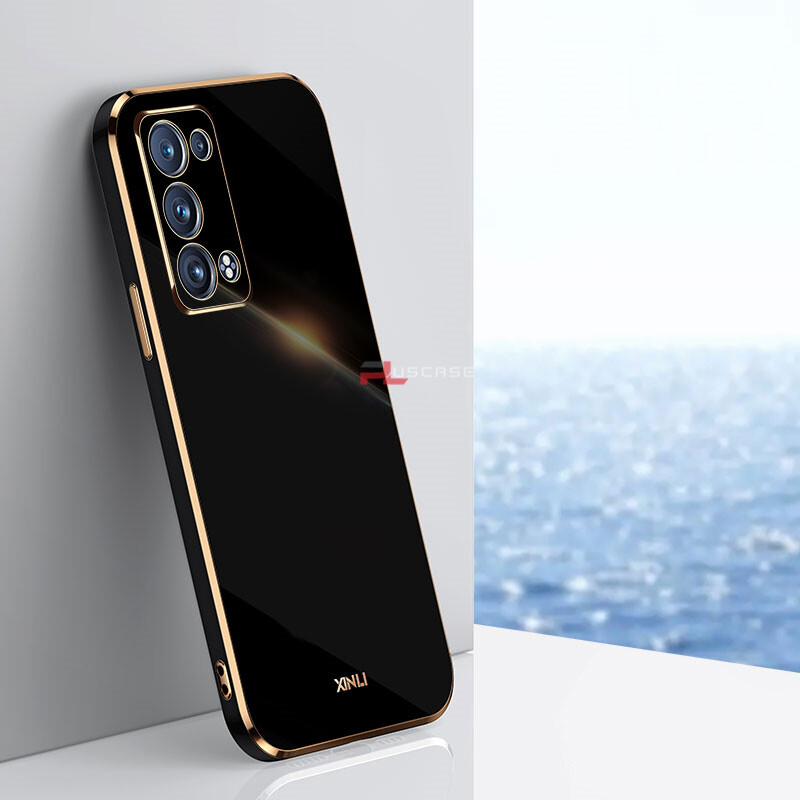 PlusCase for OPPO Reno6 Pro 5G 6D Plating Soft Case Lens Protector Square Frame Silicone Glossy Shockproof Phone Back Cover