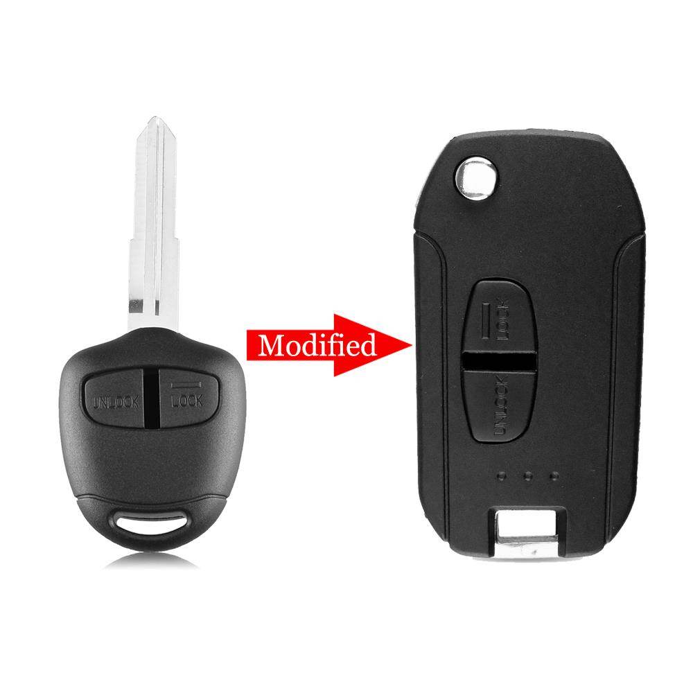 Modified 2 Button Car Remote Key Shell Case For Mitsubishi Outlander Lancer Evolution Grandis Folding Flip Blank Key Case