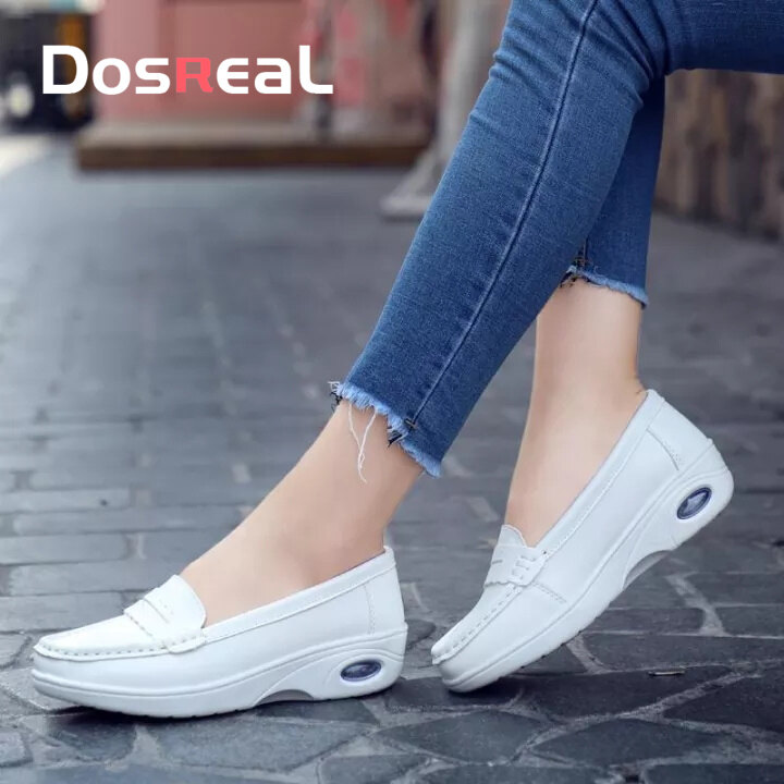 Summer PU Leather Women's Shoes Nurse Work Single Shoes Wedges Women's Shoes