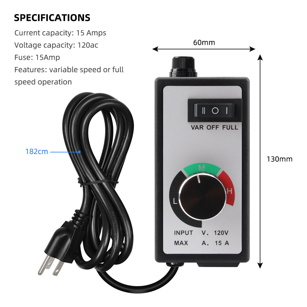 RCYAGO Hook design Motor Speed Controller 3 Speeds 1500W AC 120220V