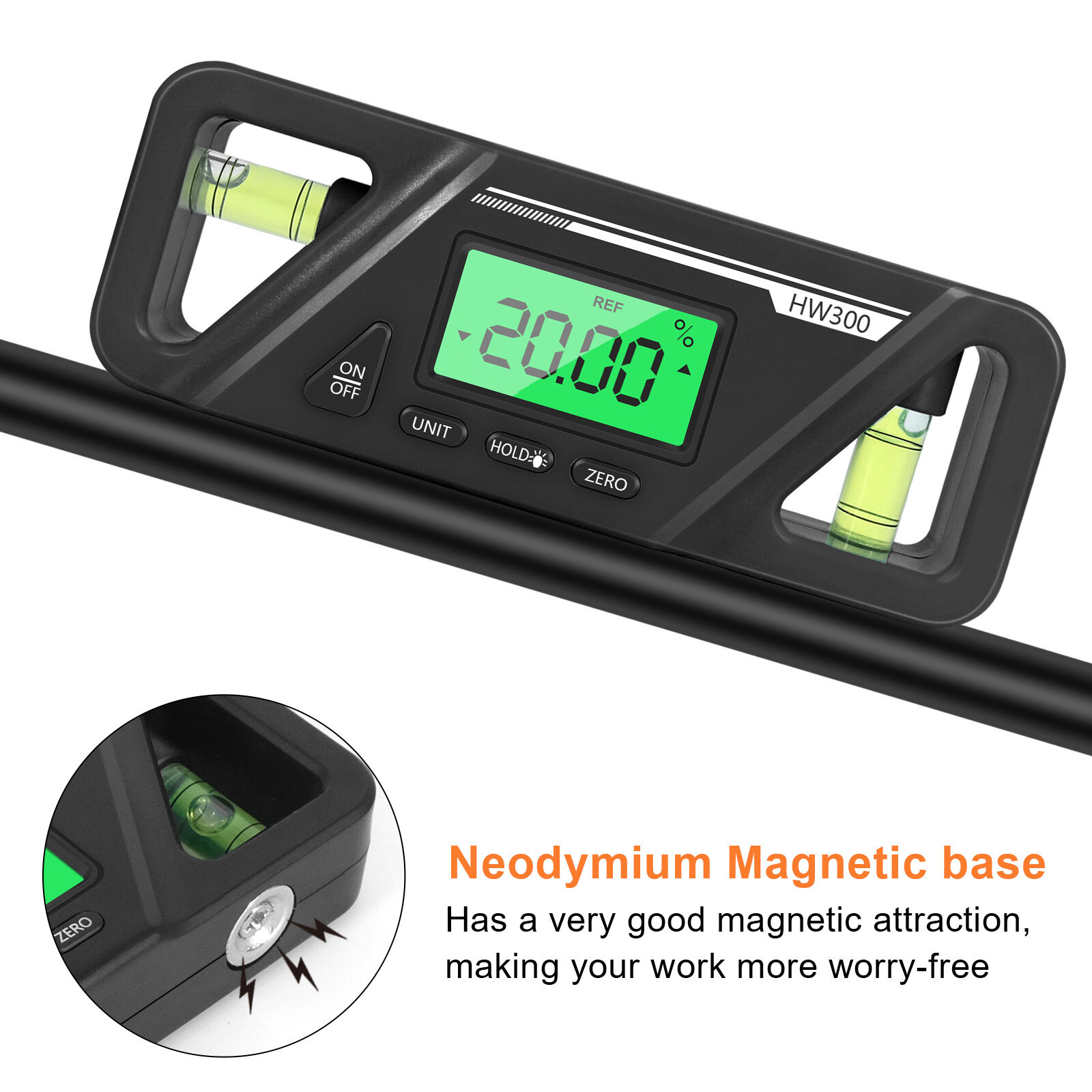 KKmoon ma-gnetic góc kỹ thuật số Meter tuyệt đối và tương đối đo góc độ và độ dốc chuyển đổi máy đo độ nghiêng đa năng màn hình LCD với đèn nền