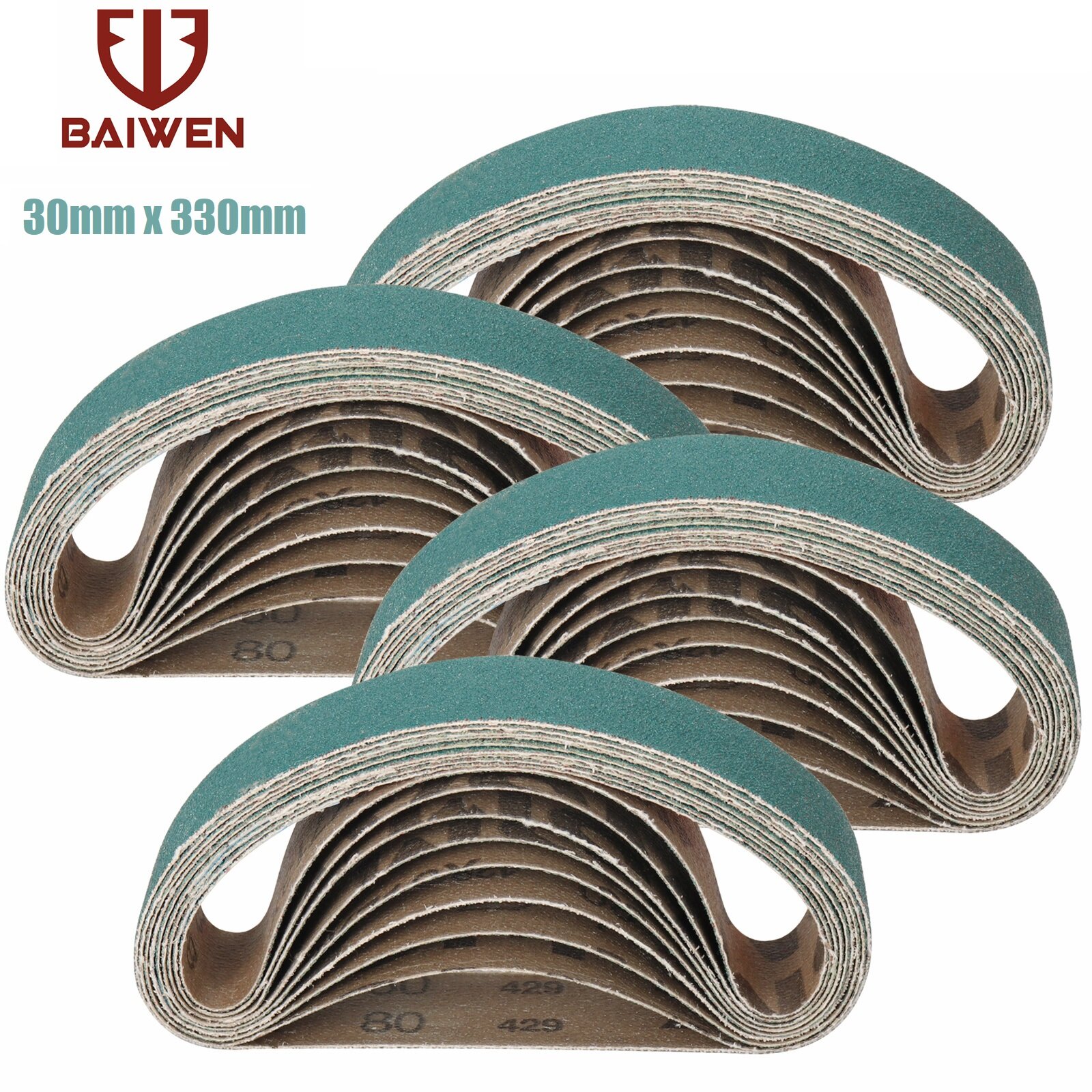 Bai wen 330mm x 30mm zirconia sanding belts sandpaper abrasive belts for belt sander p80 / p120 / p240 sand belt sander paper