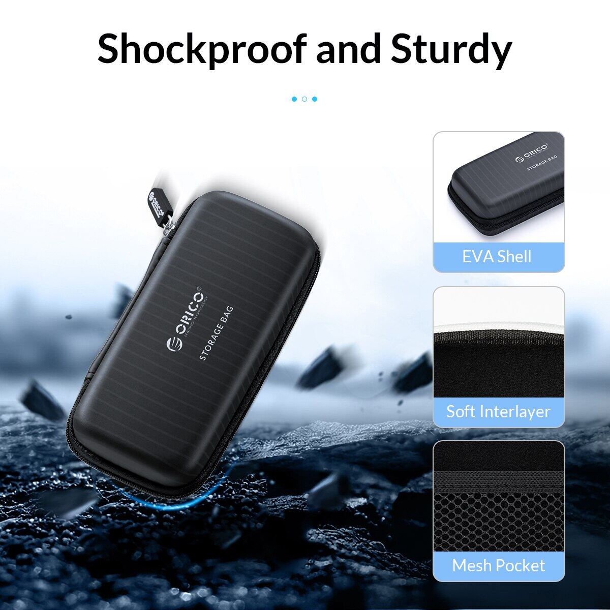ORICO M.2 Hard Disk Case Protection Bag for External M.2 Case/M.2 SSD /USB Cable /U Disk Large Capacity Colorful Storage Bags