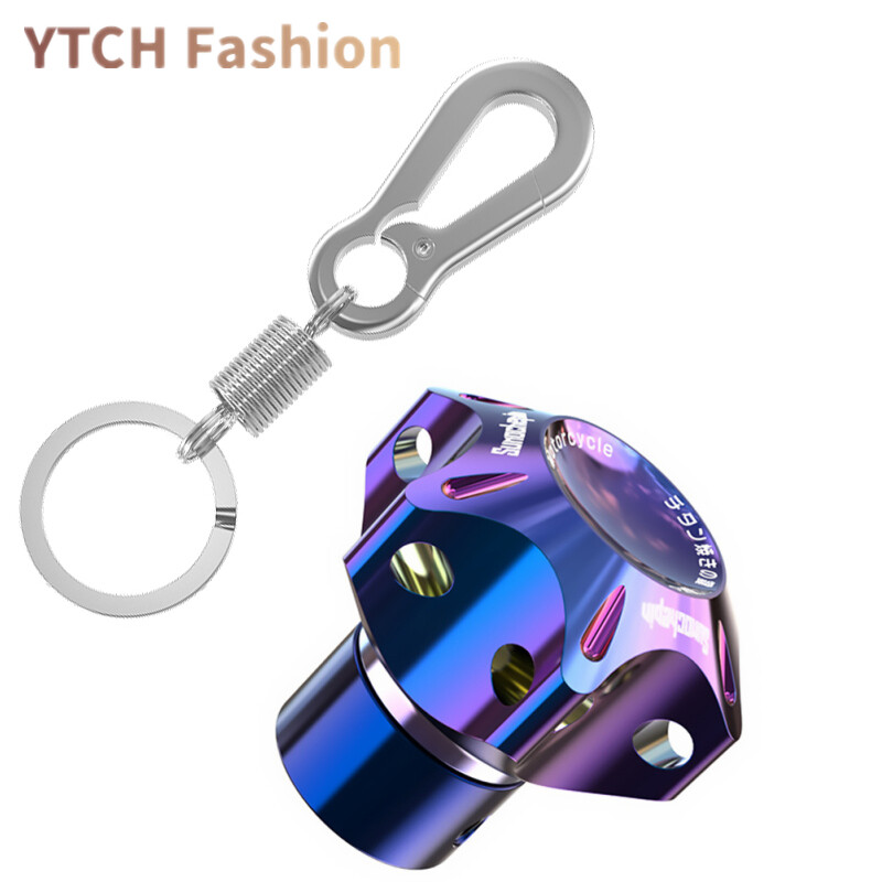 YA General Cnc Modified Burnt Titanium Key Head Racing Boat Hexagonal Burnt Titanium Key Head Key Chain