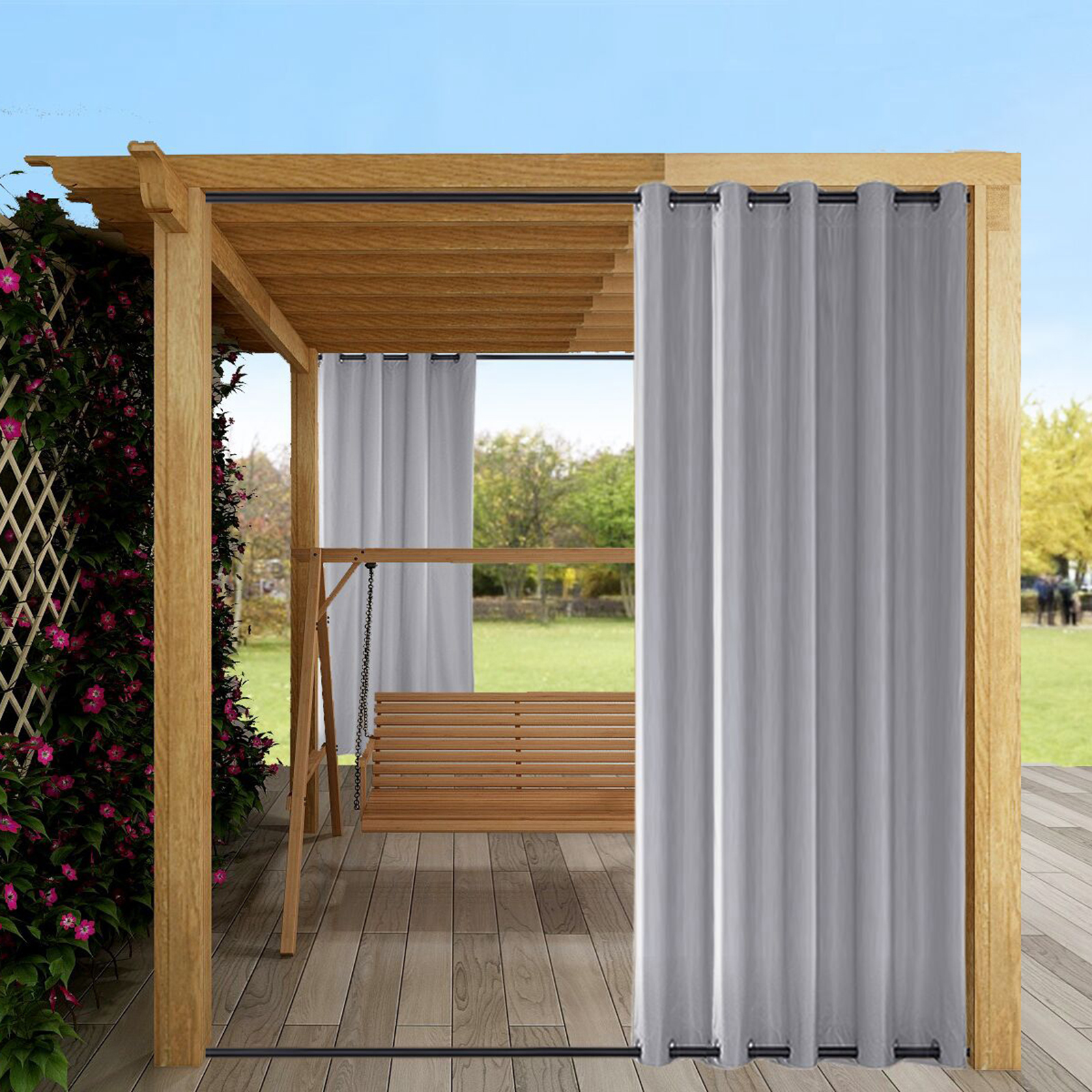 Baoblaze Waterproof Thick Fabric Outdoor Curtain Patio Public Divider Blackout Drape