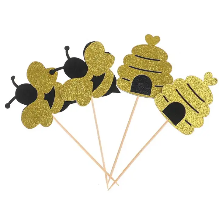 Graceful 12pcs Baby Shower Party Bee Cake Topper Decoration Diy