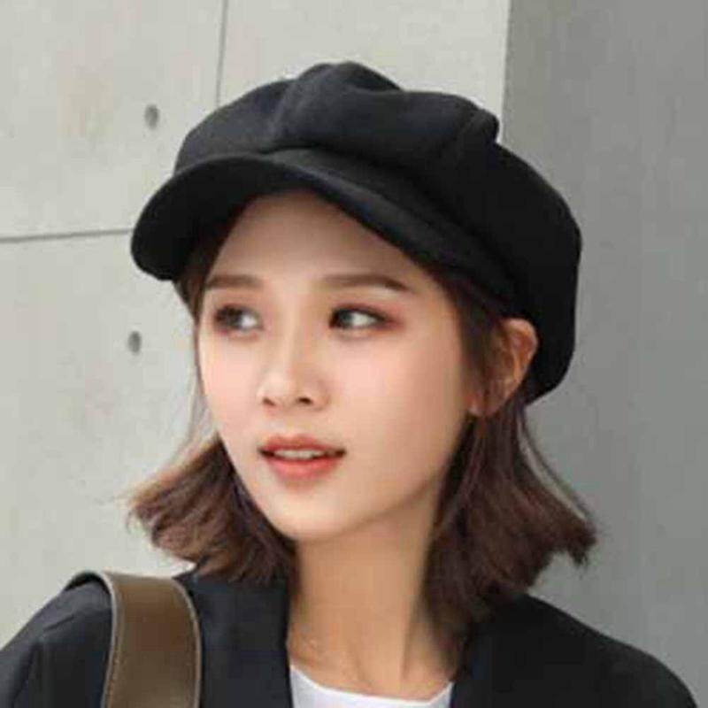 Solid Plain Octagonal Newsboy Cap 