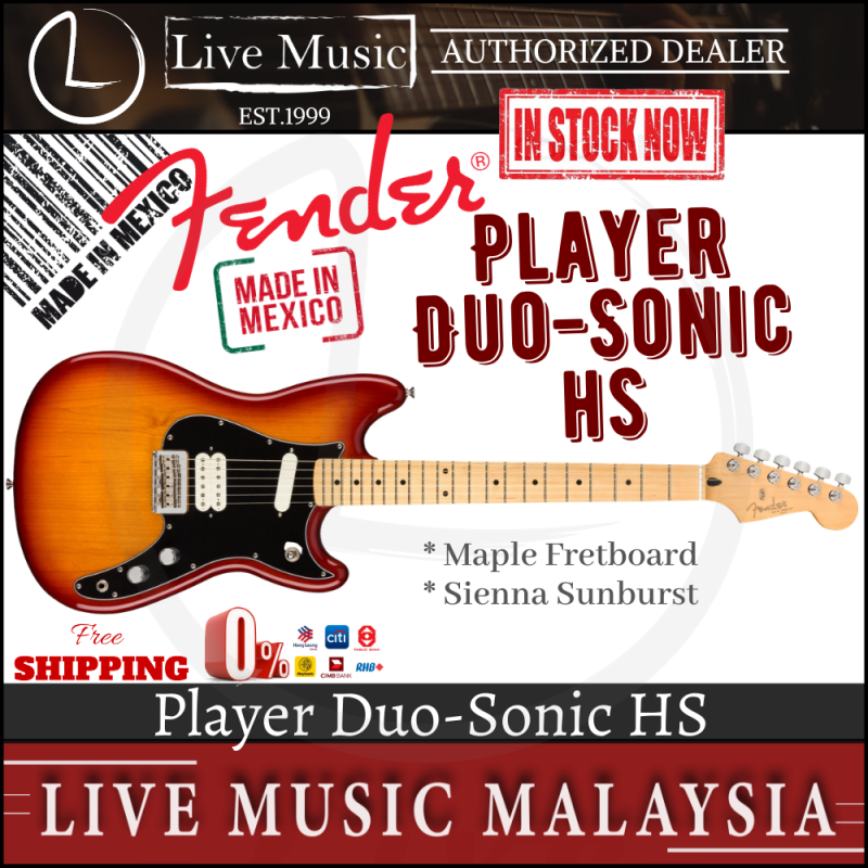 Fender Player Duo-Sonic HS Electric Guitar, Maple Fretboard - Sienna Sunburst Malaysia