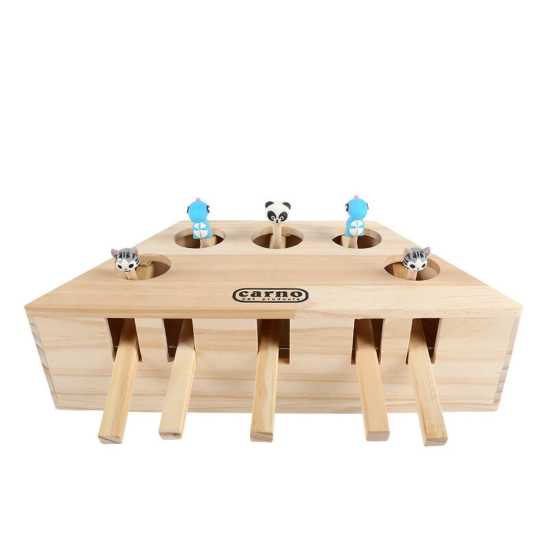Lovinland Đồ Chơi Cho Mèo Gophers Thú Cưng Chuột Gỗ Nguyên Miếng Chuột Bắt Tương Tác Cào Mèo Có Lỗ Máy Chơi Game Trêu Chọc Đồ Chơi Cho Mèo