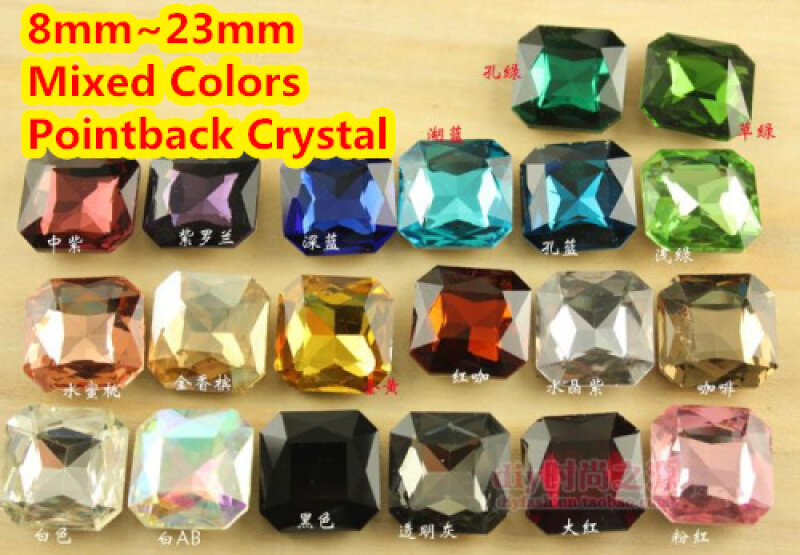Hỗn Hợp Màu Vuông Hình Dạng Tinh Thể Thủy Tinh Fancy Stones Đối Với Diy Jewelry Dress Làm May 8 Mét 10 Mét 12 Mét 14 Mét 18 Mét 23 Mét
