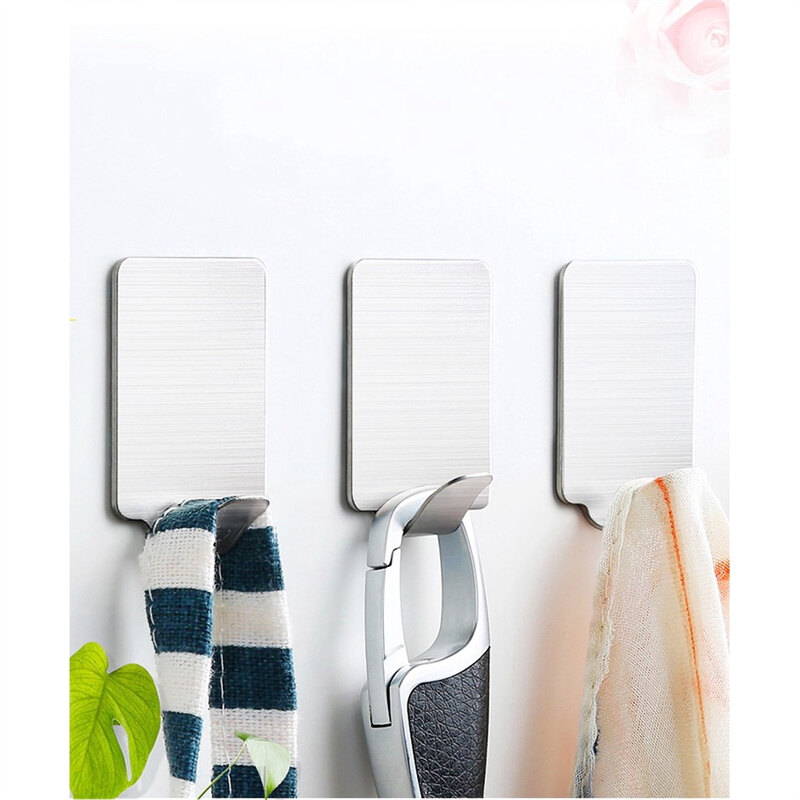 6Pcs Stainless Steel Wall-mounted Hook Bathroom Self-adhesive Towel Hook