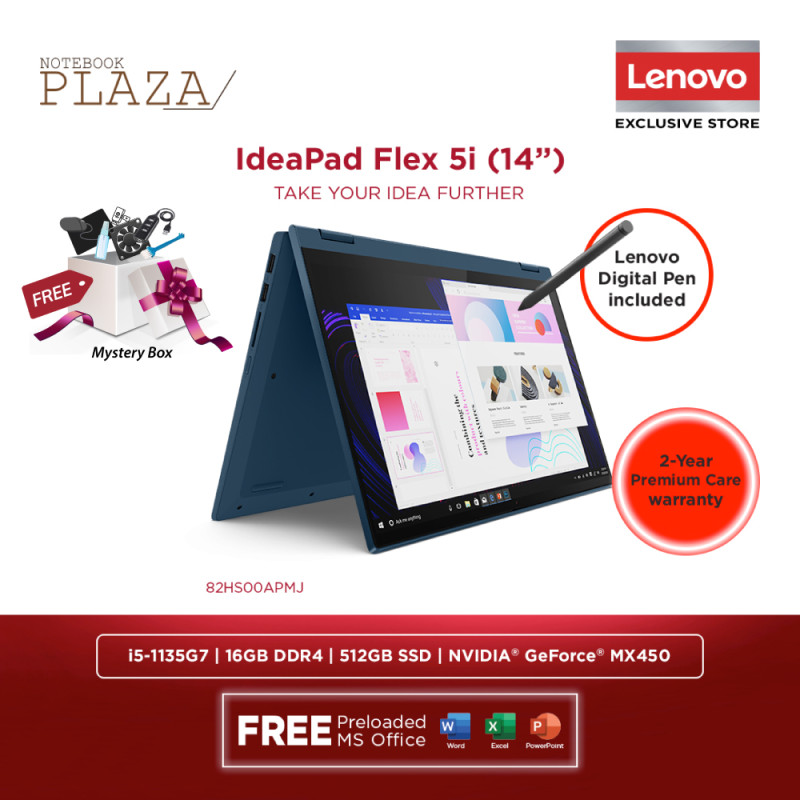 Lenovo IdeaPad Flex 5 14ITL05 82HS00APMJ 14 FHD Touch Laptop Abyss Blue ( i5-1135G7, 16GB, 512GB SSD, MX450 2GB, W10, HS ) Malaysia