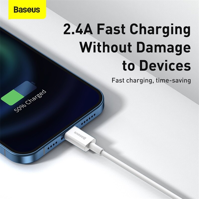 Baseus USB Cáp cho iPhone 14 13 12 11 Pro Max XS x 8 cộng với cáp 2.4A Cáp Sạc Nhanh Cáp cho iPhone sạc iPhone Cáp dữ liệu có đầu USB dòng