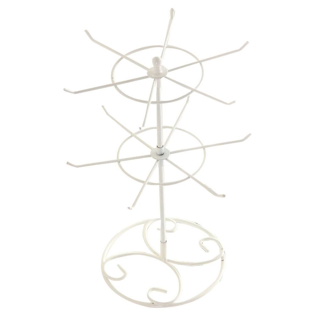 2-Tier Rotary Jewelry Stand Rack Earrings Necklace Ring Display Organizer Holderwrought Iron Two-Layer Rotating Detachable Earrings, Bracelets, Necklaces, Jewelry Display Stand