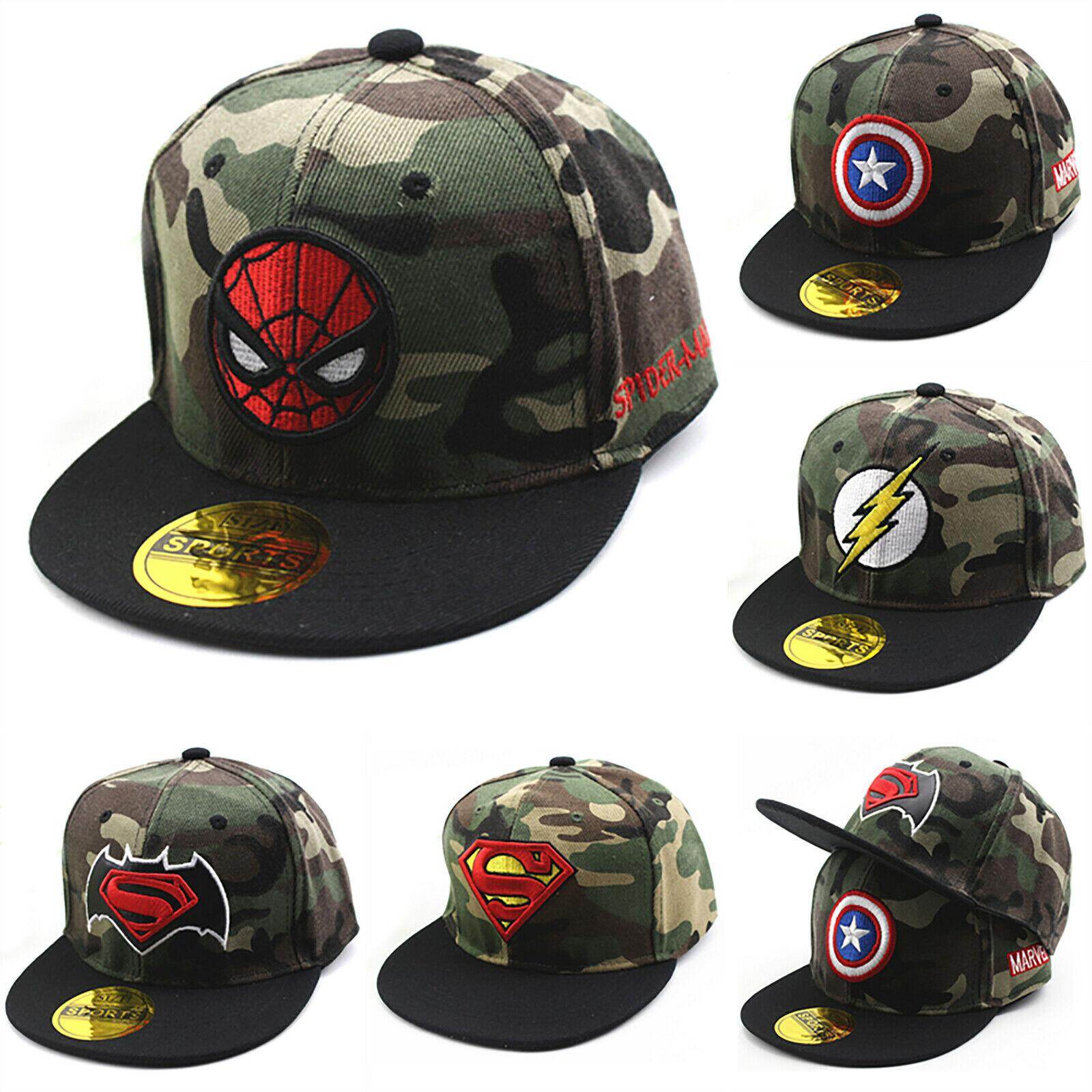 Kingstar123 Kids Boys Girls Cartoon Baseball Cap Super Hero Bat Man Spider Man Snapback Sun Hat