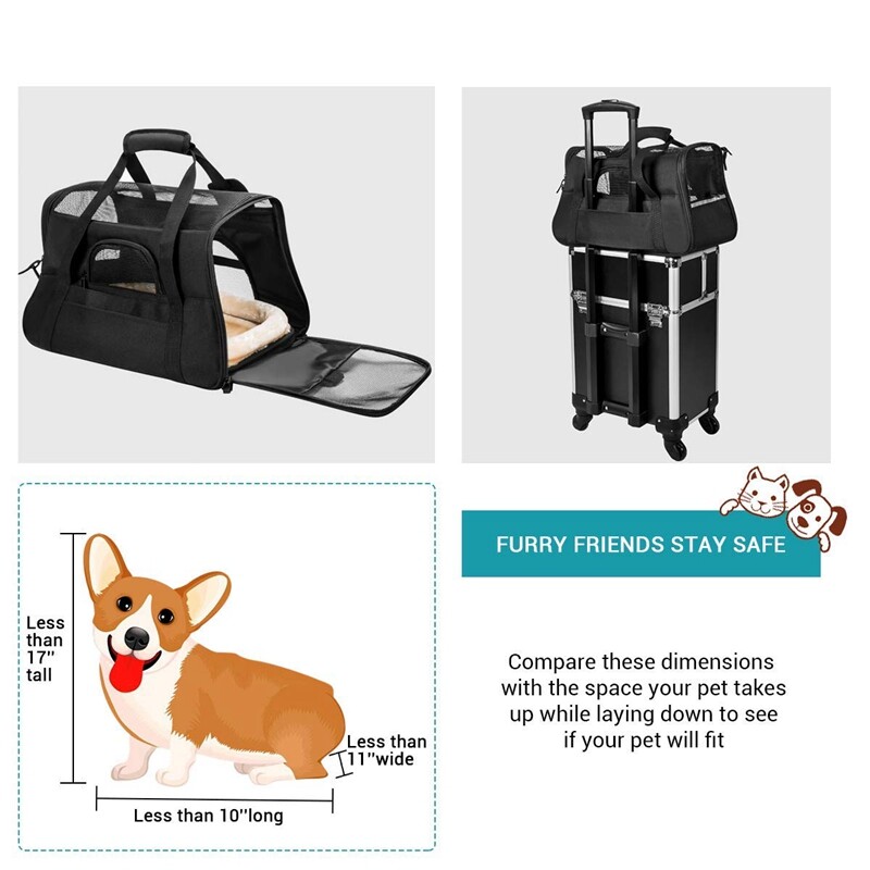 Pet Carrier Dog Airline Approved Soft-Sided Portable Travel Bag for Small Pet